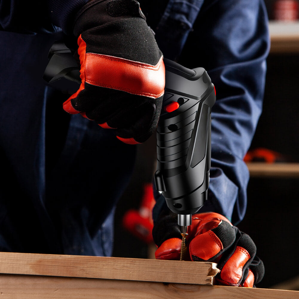 Electric Screwdriver Set with LED Light and Dual Position Handle