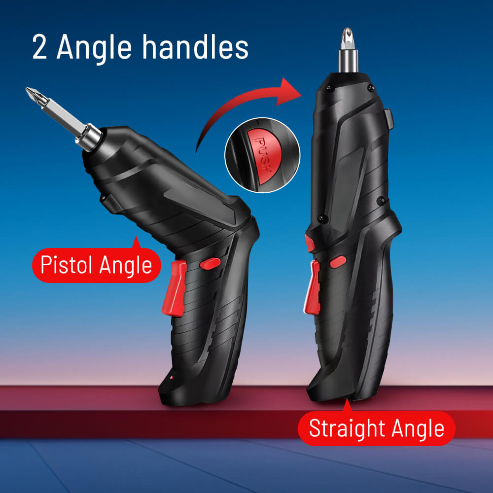 Electric Screwdriver Set with LED Light and Dual Position Handle