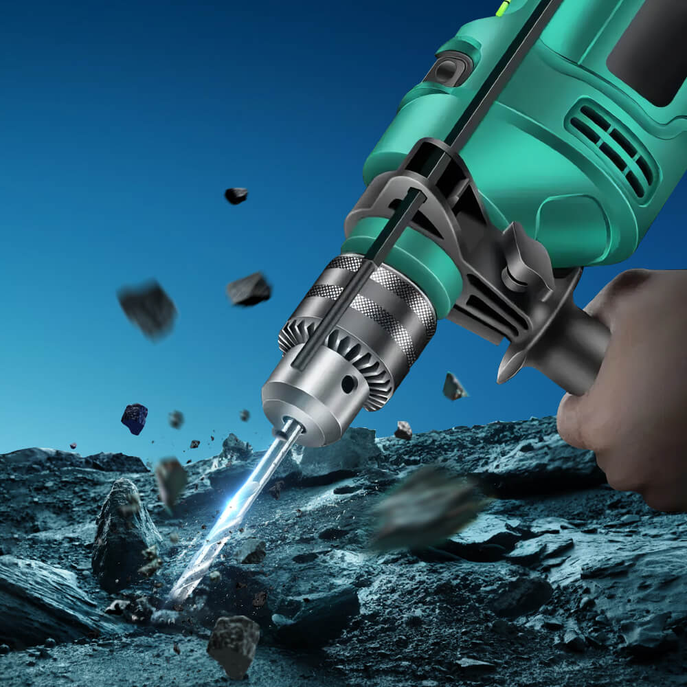 Corded Hammer Drill Kit, 7 Drill Bits, 360° Rotating Handle, Variable Speed