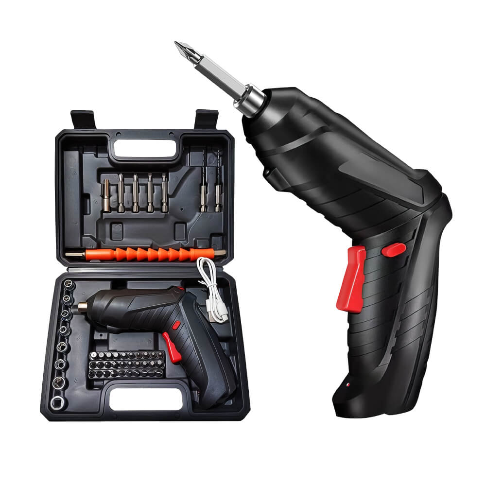 Electric Screwdriver Set with LED Light and Dual Position Handle