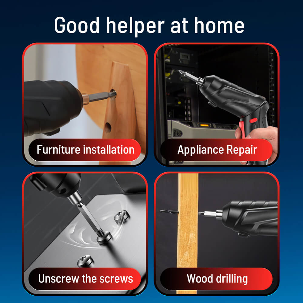 Electric Screwdriver Set with LED Light and Dual Position Handle