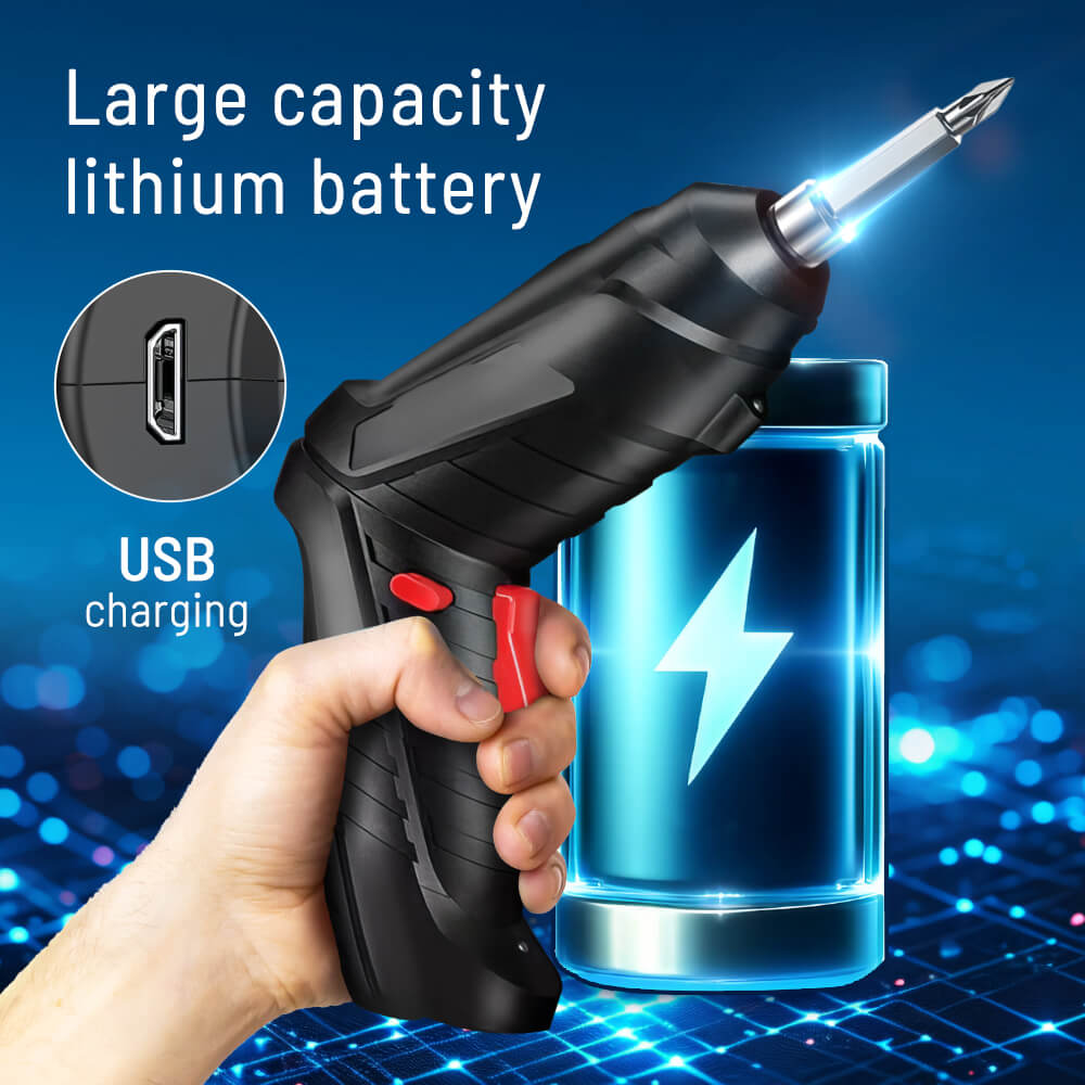 Electric Screwdriver Set with LED Light and Dual Position Handle