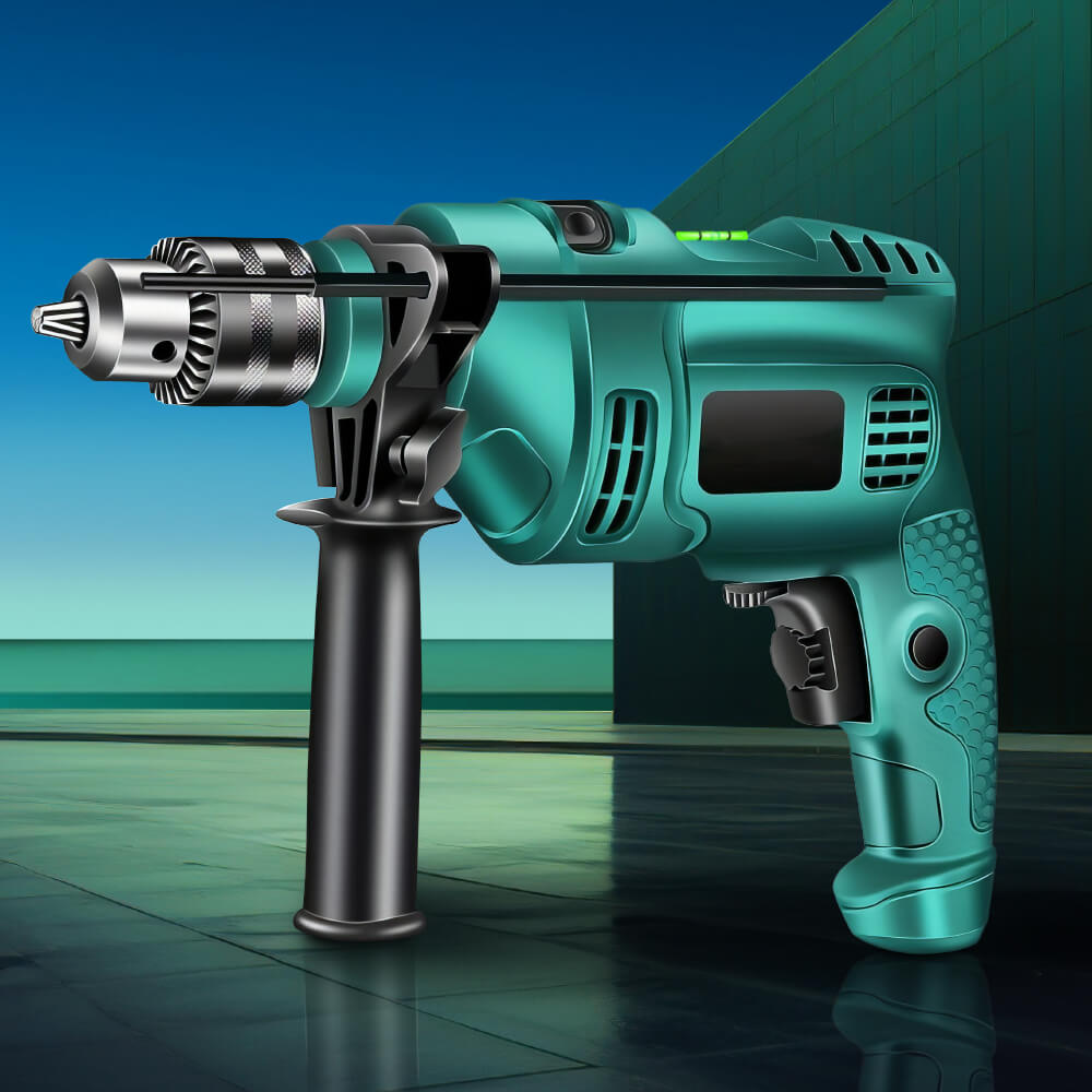 Corded Hammer Drill Kit, 7 Drill Bits, 360° Rotating Handle, Variable Speed