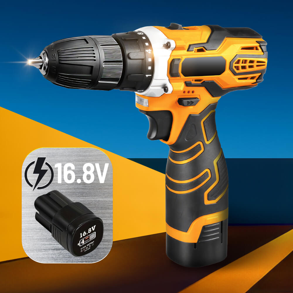 21V Cordless Impact Drill with 2-Speed Settings and Lithium Battery